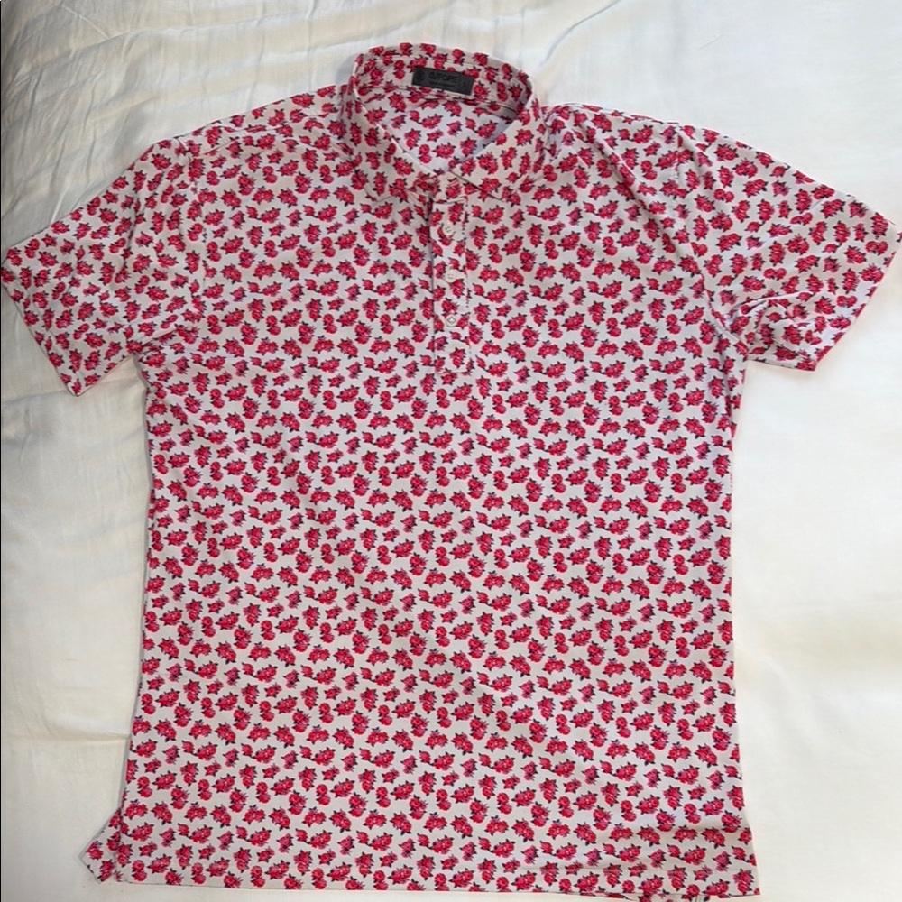 Gfore Golf Men's Floral Short-Sleeve Polo Shirt - Pink/White